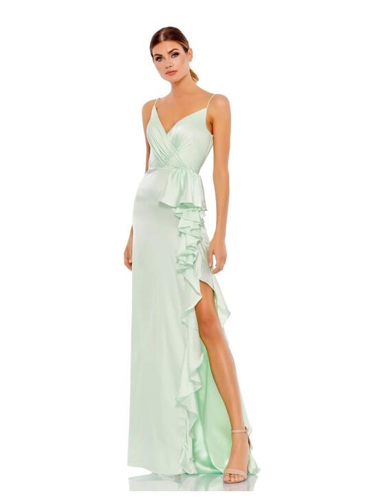 Mac Duggal Dresses & Skirts - Mac Duggal Pistachio Satin Ruffled Dress Satin Fabric 67815 Size 0 NWT